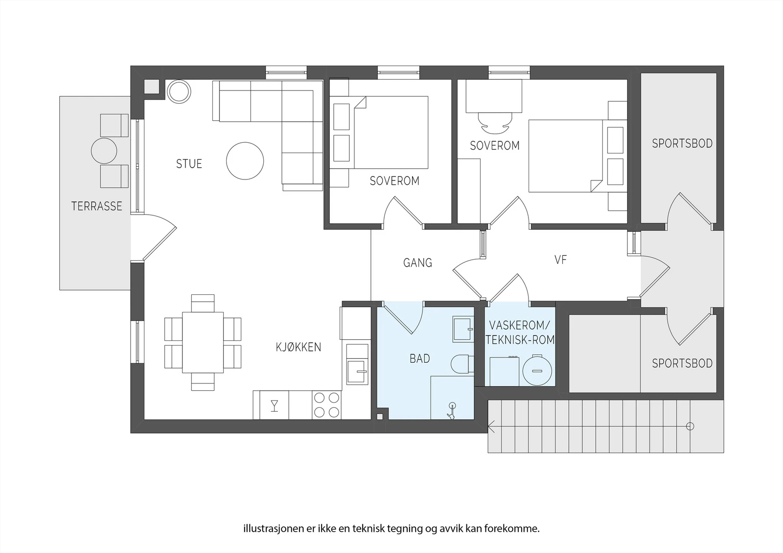 Interiørillustrasjon kjøkken i Holandsveien